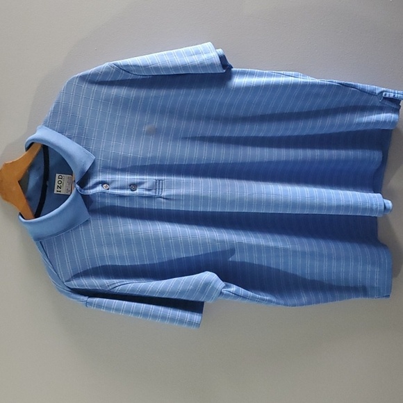 Izod GOLF Shirt Mens Size Xl X-large Blue White Striped Boxed Lines Polo… - Picture 2 of 14